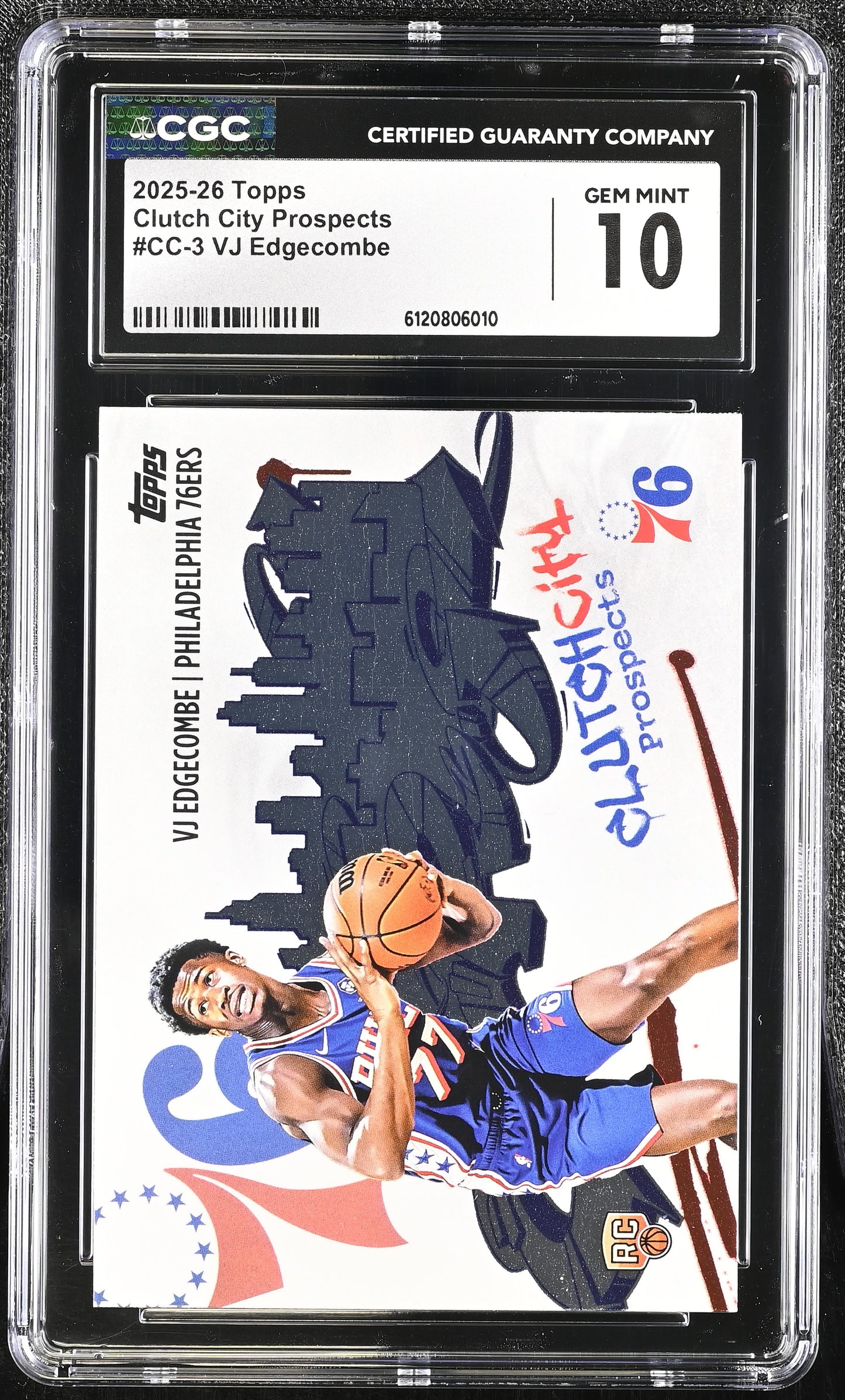 VJ Edgecombe — 2025 26 Topps - Clutch City Prospects — Rookie Card #CC 3 - CGC 10 Gem Mint