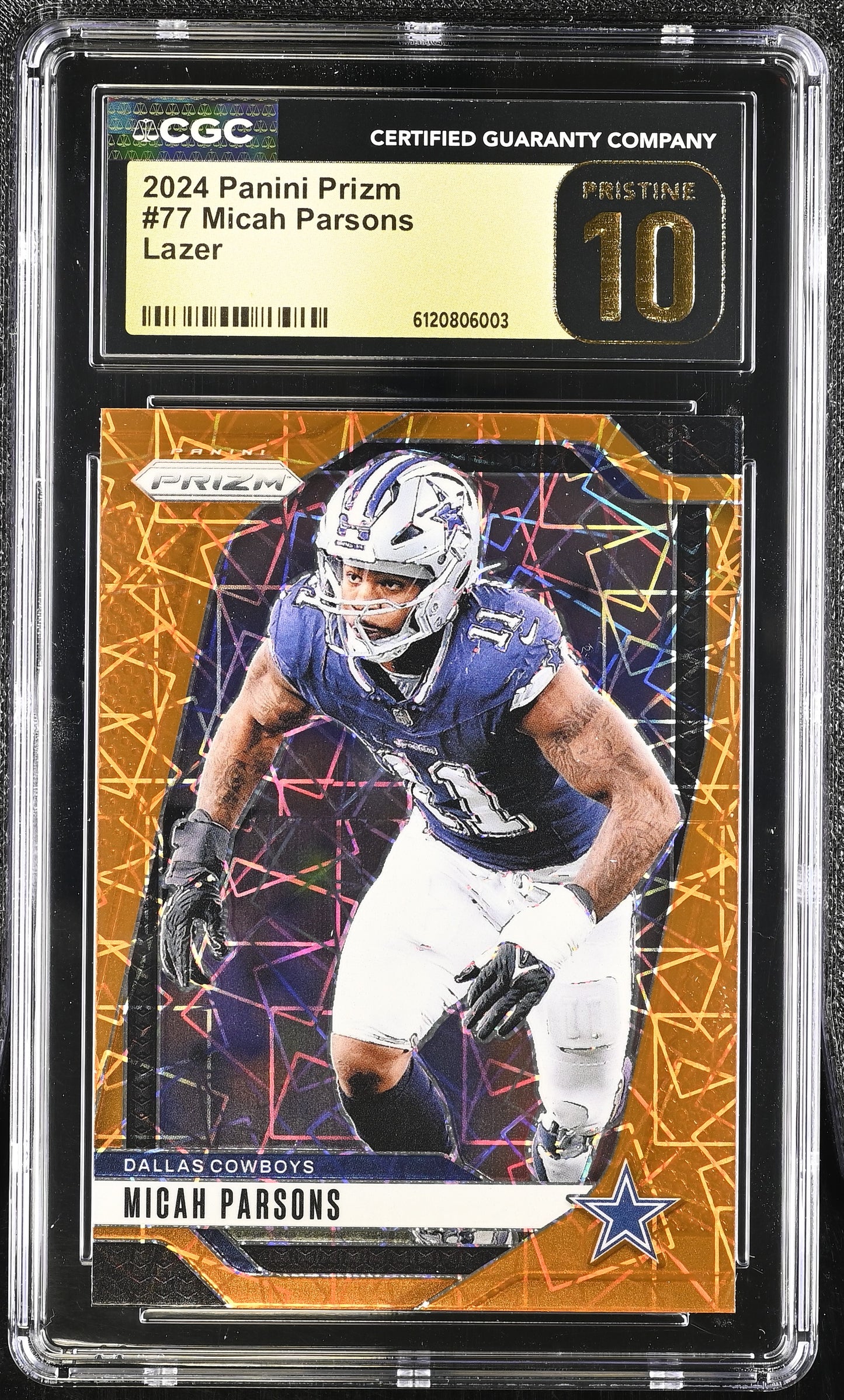 Micah Parsons — 2024 Panini Prizm - Lazer Prizm Parallel — #77 - CGC 10 Black Label (Pristine)