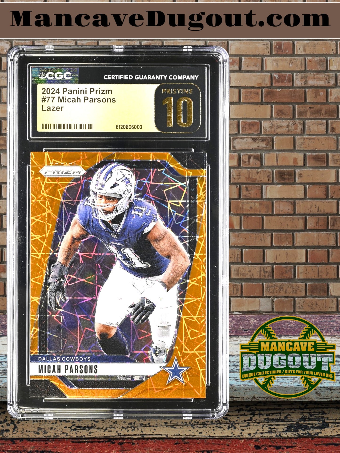 Micah Parsons — 2024 Panini Prizm - Lazer Prizm Parallel — #77 - CGC 10 Black Label (Pristine)