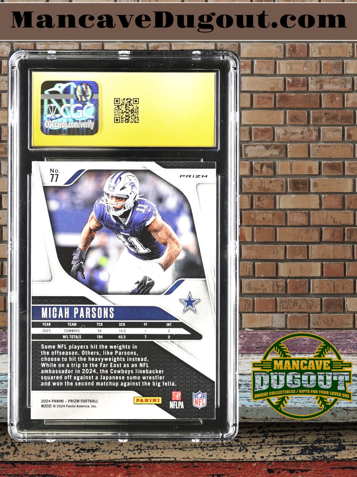 Micah Parsons — 2024 Panini Prizm - Lazer Prizm Parallel — #77 - CGC 10 Black Label (Pristine)