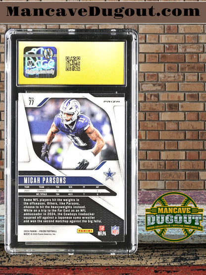 Micah Parsons — 2024 Panini Prizm - Lazer Prizm Parallel — #77 - CGC 10 Black Label (Pristine)