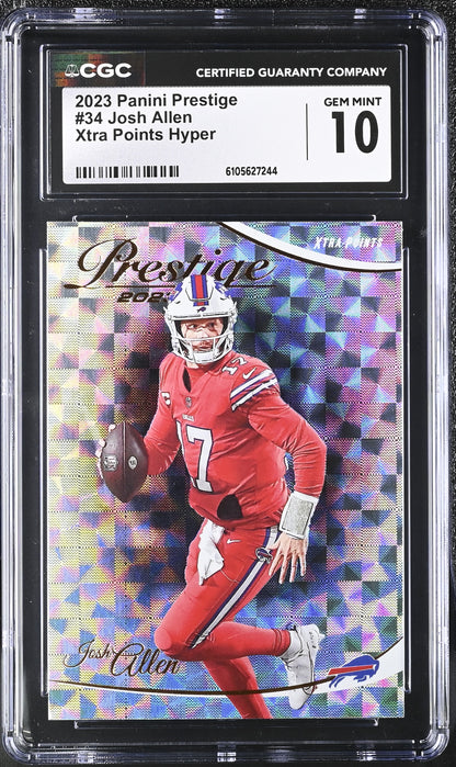 Josh Allen — 2023 Panini Prestige - Xtra Points Hyper Parallel — #34 - CGC 10 Gem Mint