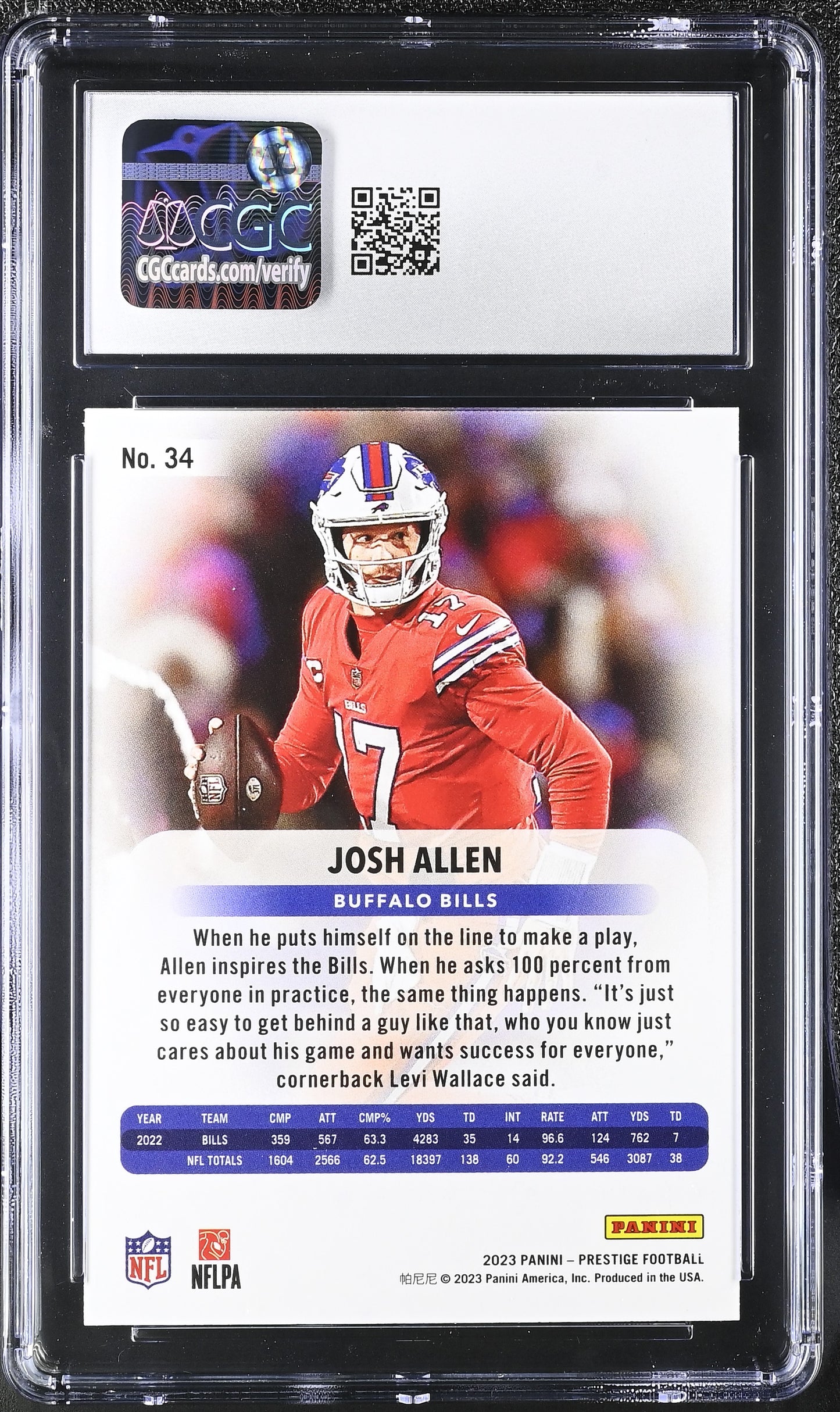 Josh Allen — 2023 Panini Prestige - Xtra Points Hyper Parallel — #34 - CGC 10 Gem Mint