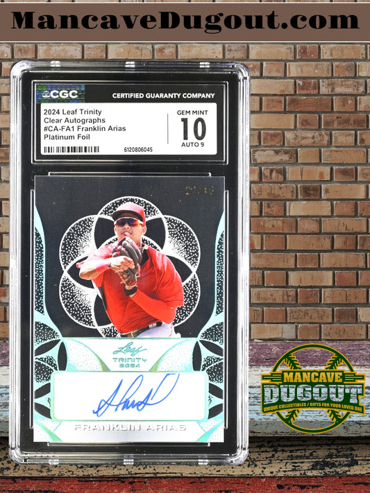 Franklin Arias — 2024 Leaf Trinity-Clear Autographs — Platinum Foil #CA‑FA1-Serial‑Numbered 27/49