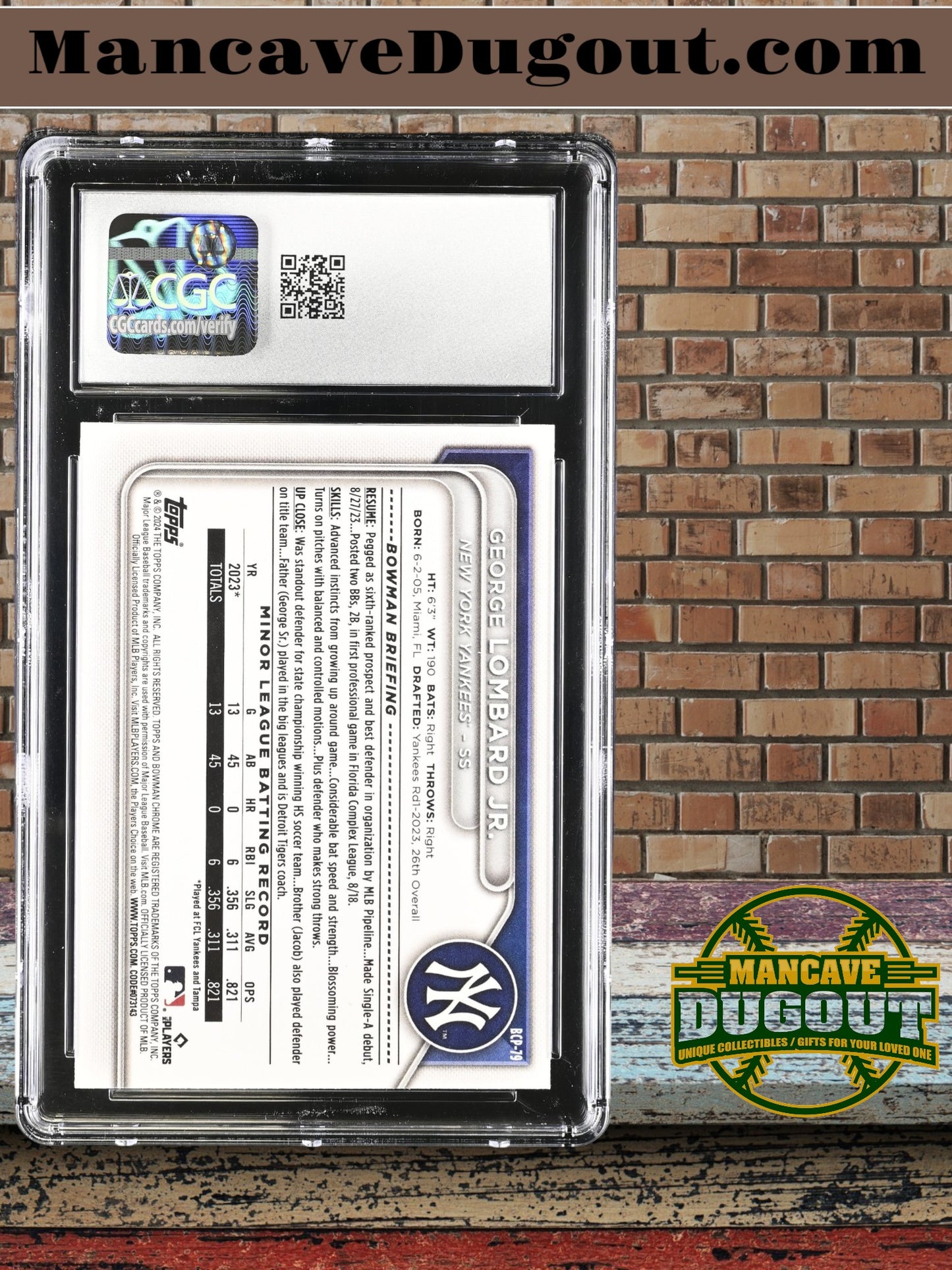George Lombard Jr. — 2024 Bowman Chrome Prospects - Rookie/Prospect Card #BCP 79 - CGC 10 Gem Mint