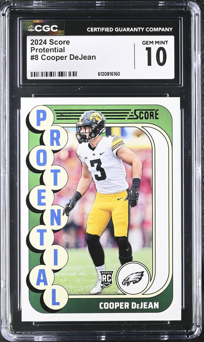 Cooper DeJean — 2024 Score Protential - Rookie Card #8 - CGC 10 Gem Mint