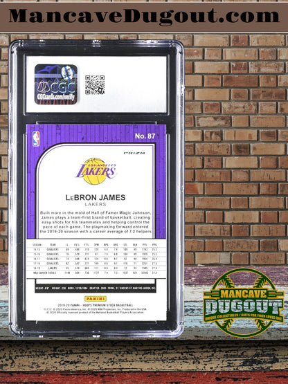 LeBron James — 2019 20 Hoops Premium Stock - Silver Prizm Parallel #87 - CGC 9.5 Gem Mint