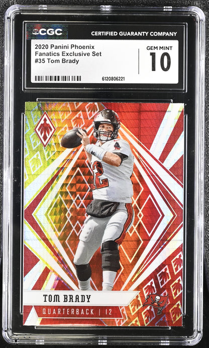 Tom Brady — 2020 Panini Phoenix - Fire Burst Parallel #35 - CGC 10 Gem Mint