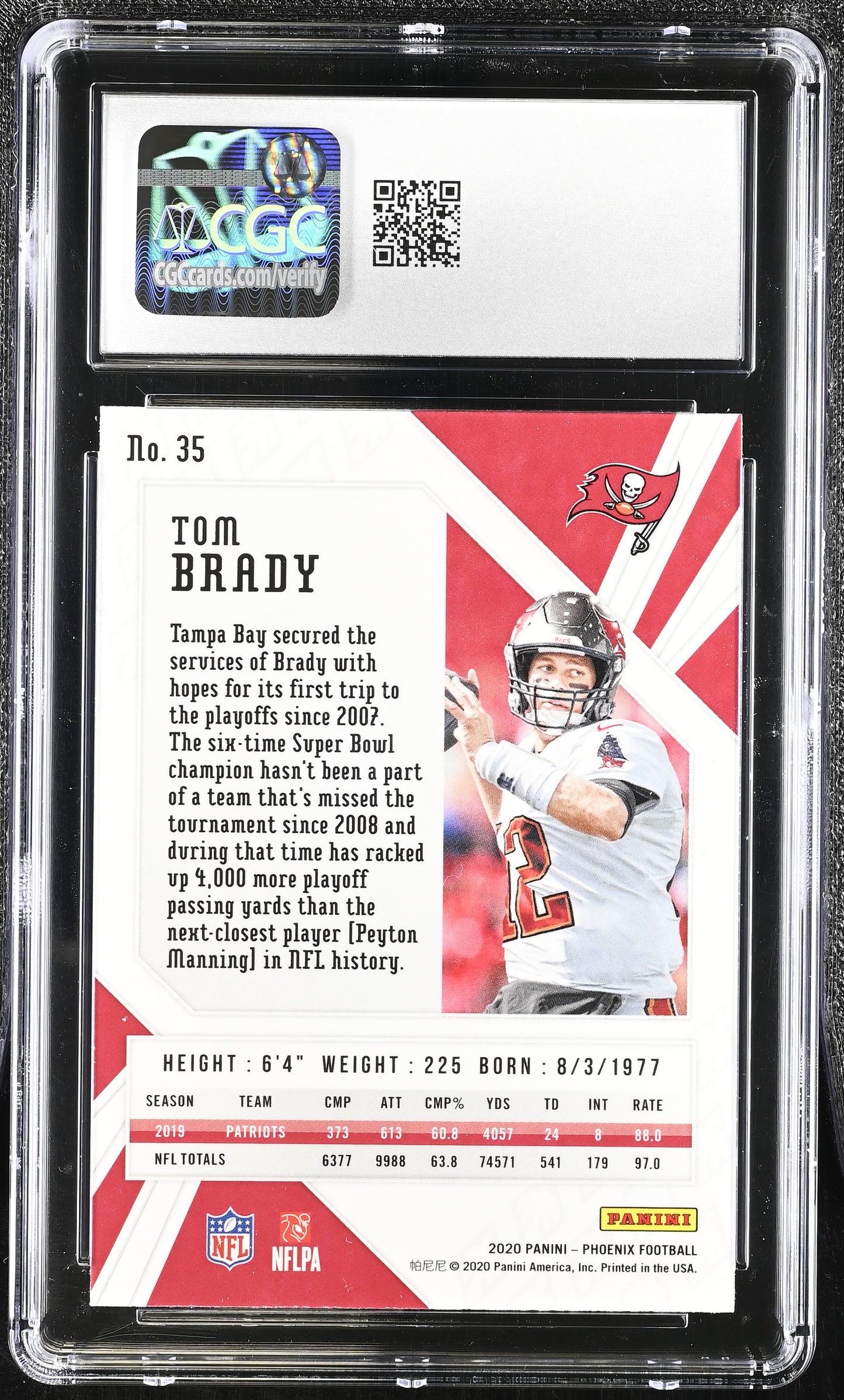 Tom Brady — 2020 Panini Phoenix - Fire Burst Parallel #35 - CGC 10 Gem Mint