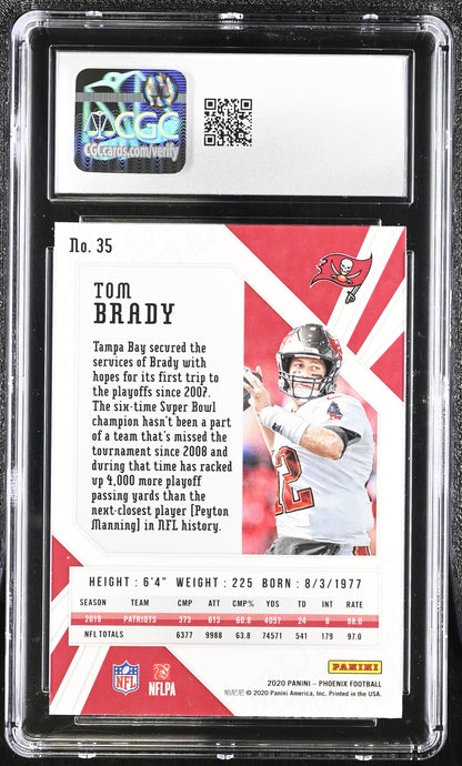 Tom Brady — 2020 Panini Phoenix - Fire Burst Parallel #35 - CGC 10 Gem Mint