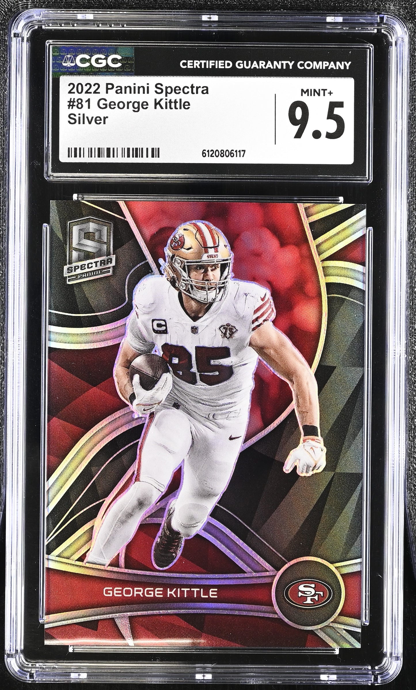 George Kittle — 2022 Panini Spectra - Silver Prizm Parallel #81 - CGC 9.5 Gem Mint