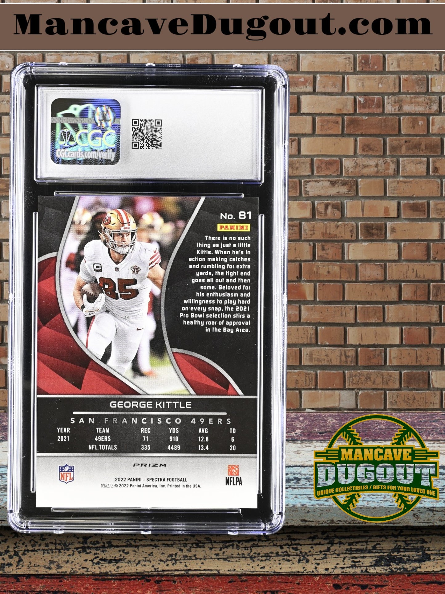 George Kittle — 2022 Panini Spectra - Silver Prizm Parallel #81 - CGC 9.5 Gem Mint