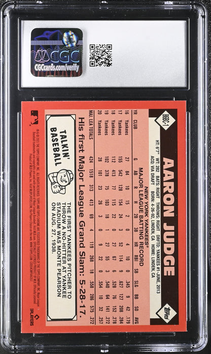 Aaron Judge — 2021 Topps Chrome - ’86 Topps Baseball Insert - #86BC1 - CGC 10 Gem Mint