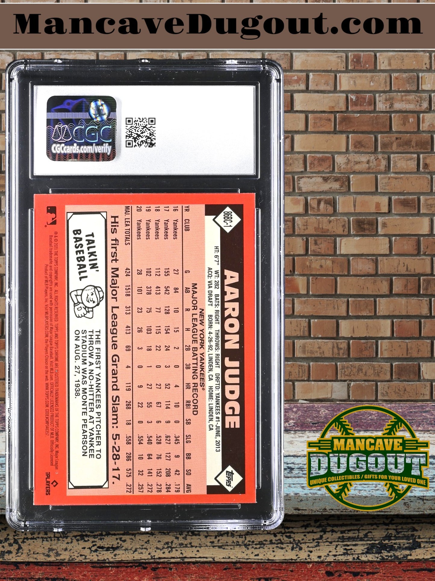 Aaron Judge — 2021 Topps Chrome - ’86 Topps Baseball Insert - #86BC1 - CGC 10 Gem Mint