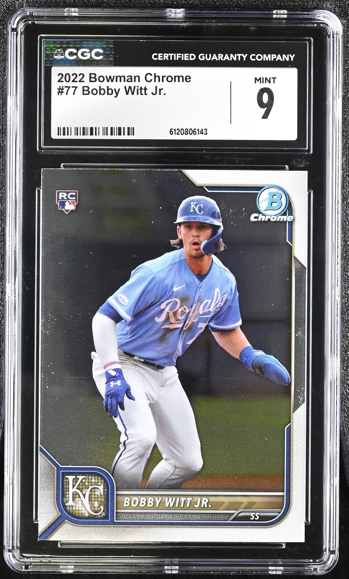 Bobby Witt Jr. — 2022 Bowman Chrome - Rookie Card #77 - CGC 9 Mint