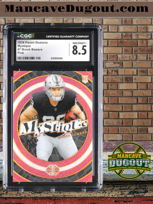 Brock Bowers - 2024 Panini Illusions - Mystique Pink Insert #7 - Serial Numbered 189/399 - CGC 8.5