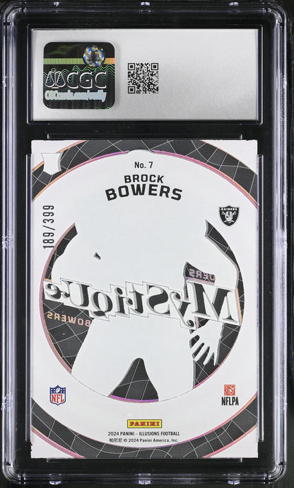 Brock Bowers - 2024 Panini Illusions - Mystique Pink Insert #7 - Serial Numbered 189/399 - CGC 8.5