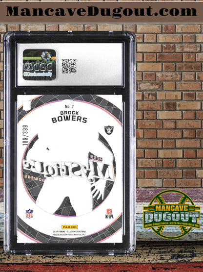 Brock Bowers - 2024 Panini Illusions - Mystique Pink Insert #7 - Serial Numbered 189/399 - CGC 8.5