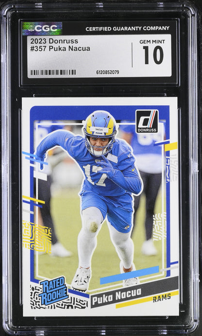 Puka Nacua — 2023 Donruss - Rated Rookie #357 - CGC 10 Gem Mint