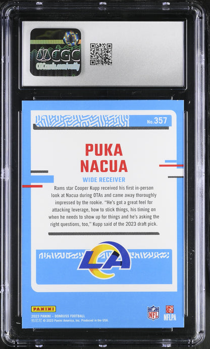 Puka Nacua — 2023 Donruss - Rated Rookie #357 - CGC 10 Gem Mint