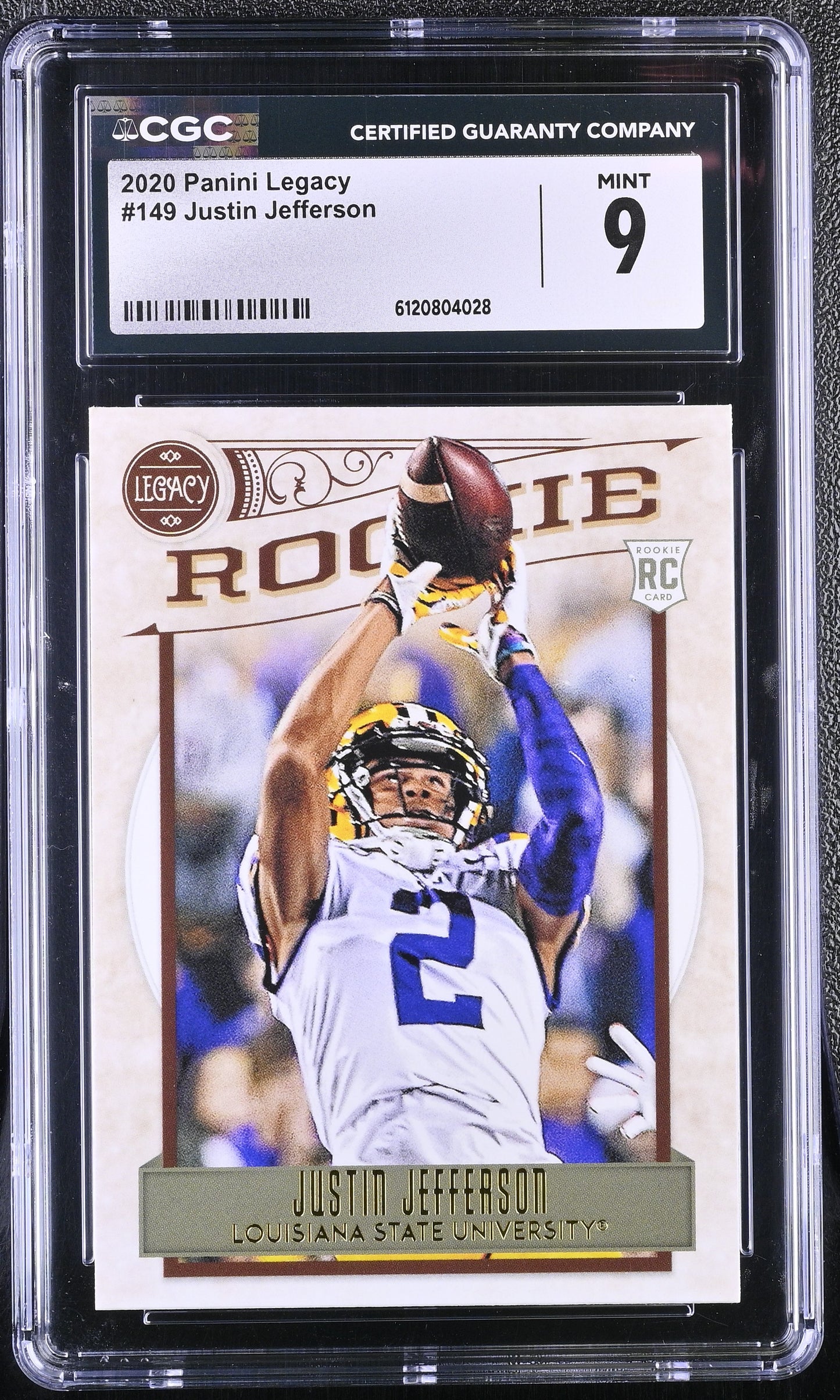 Justin Jefferson — 2020 Panini Legacy #149 - Rookie Card (RC) - CGC 9 Mint