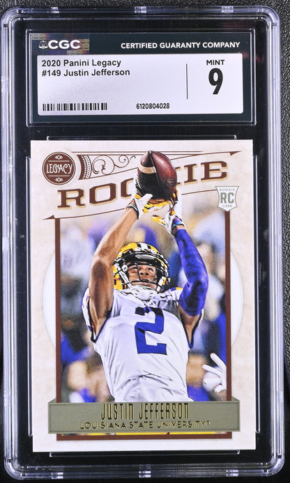 Justin Jefferson — 2020 Panini Legacy #149 - Rookie Card (RC) - CGC 9 Mint