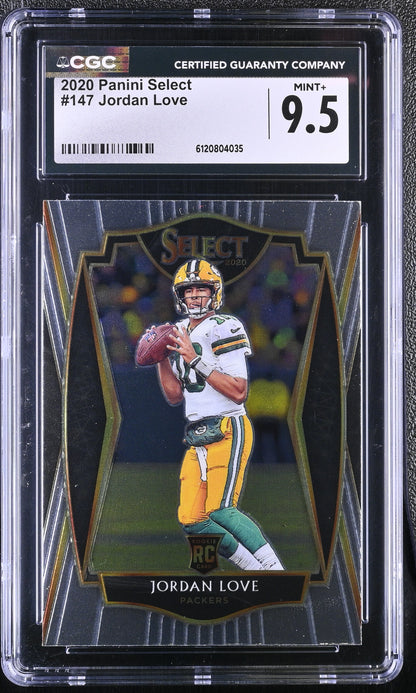 Jordan Love — 2020 Panini Select #147 - Rookie Card (RC) - CGC 9.5 Gem Mint Level