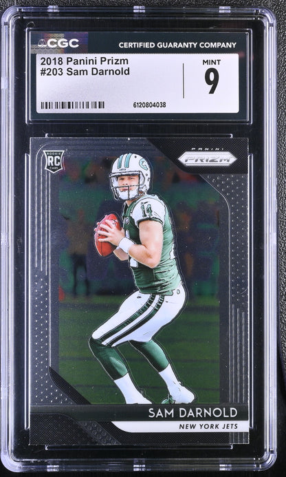 Sam Darnold — 2018 Panini Prizm #203 - Rookie Card (RC) - CGC 9 Mint