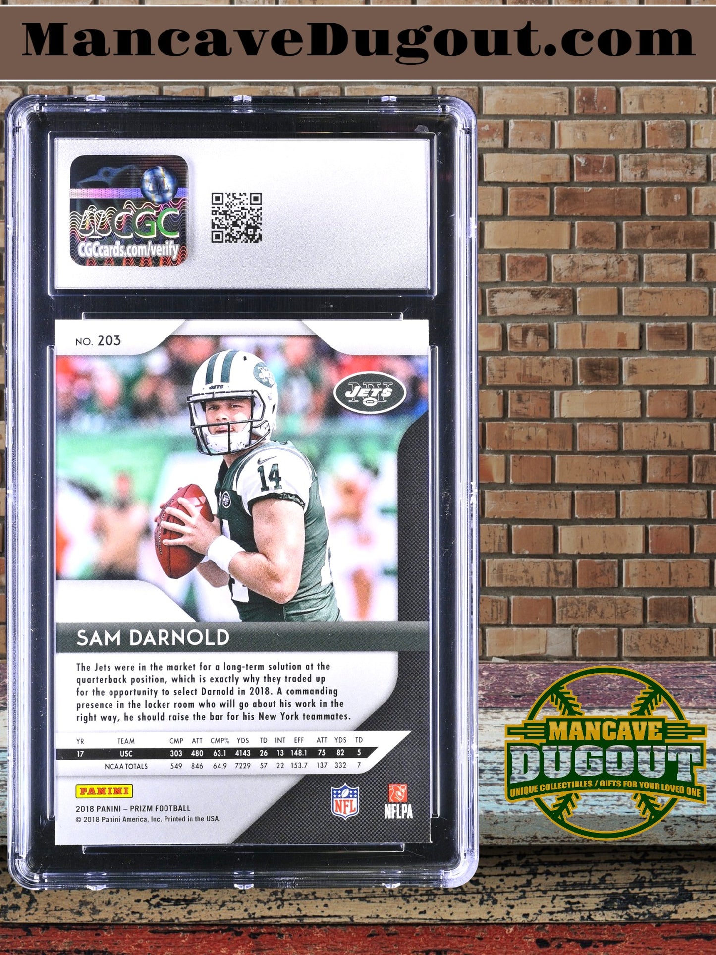 Sam Darnold — 2018 Panini Prizm #203 - Rookie Card (RC) - CGC 9 Mint