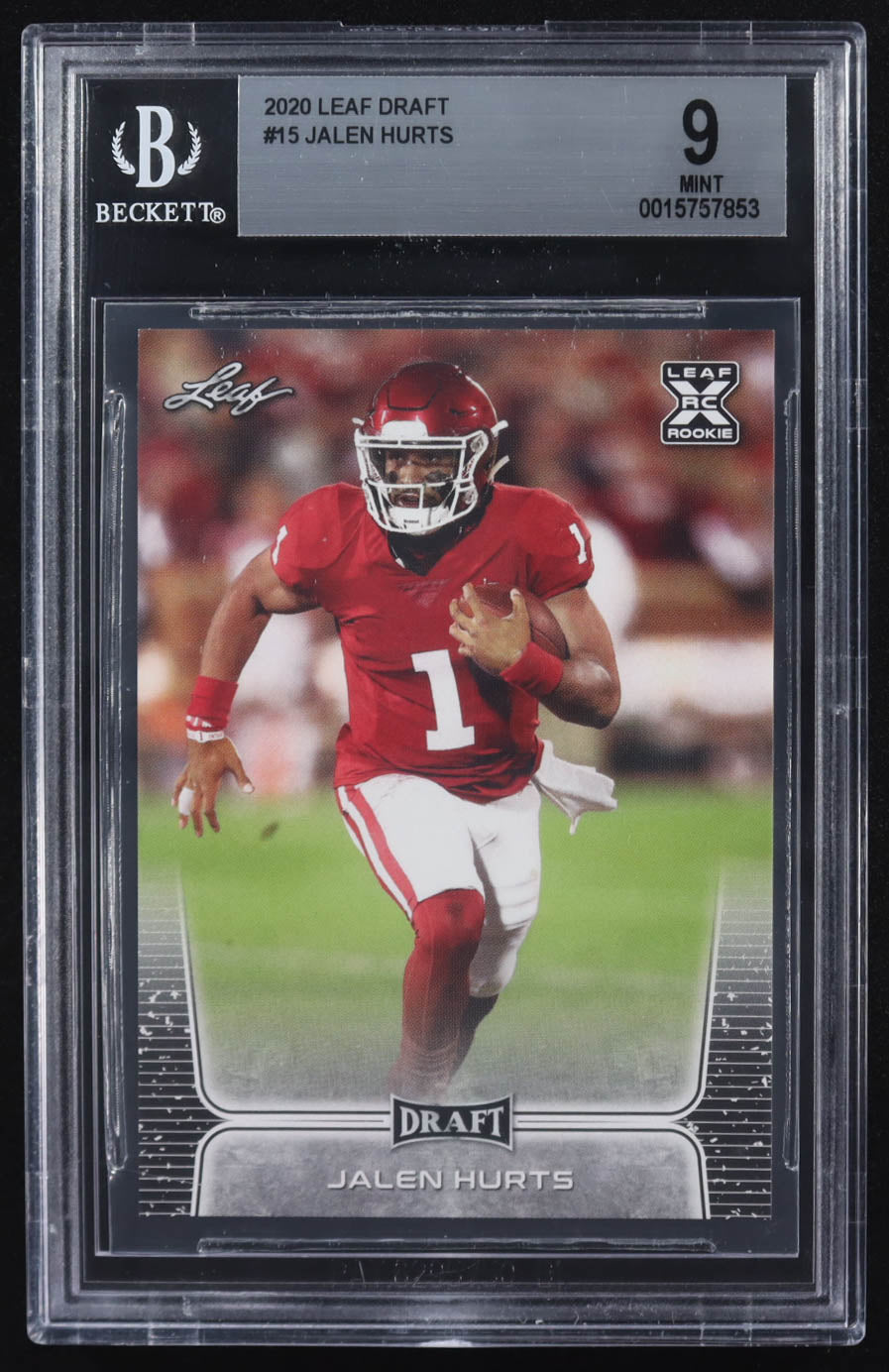 Jalen Hurts — 2020 Leaf Draft #15 - Rookie Card (RC) - BGS 9 Mint