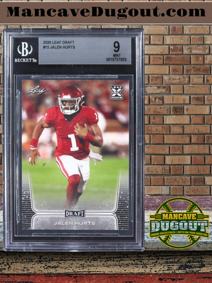 Jalen Hurts — 2020 Leaf Draft #15 - Rookie Card (RC) - BGS 9 Mint