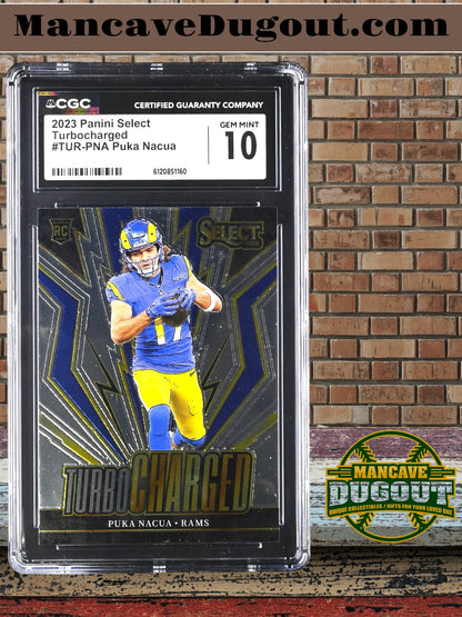Puka Nacua — 2023 Select Turbocharged #2 - Rookie Card (RC) - CGC 10 Gem Mint