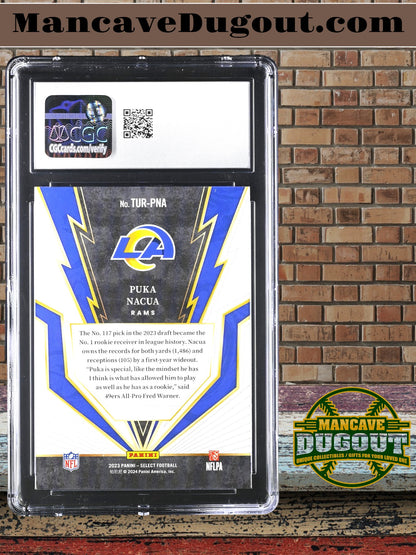 Puka Nacua — 2023 Select Turbocharged #2 - Rookie Card (RC) - CGC 10 Gem Mint
