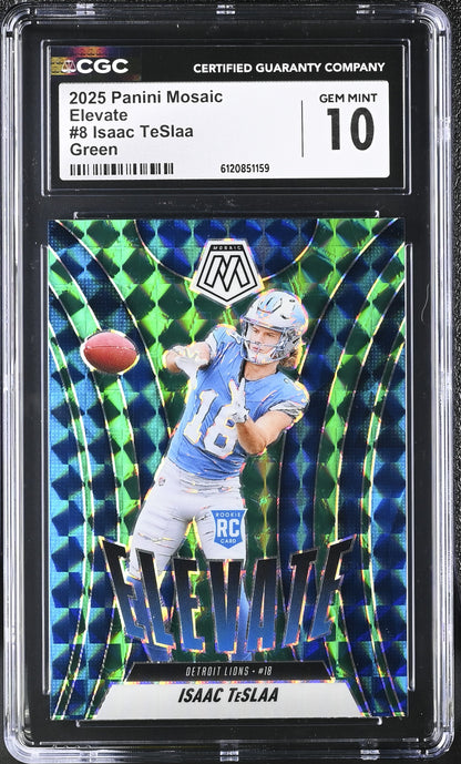 Isaac TeSlaa — 2025 Panini Mosaic Elevate Green #8 - Rookie Card (RC) - CGC 10 Gem Mint
