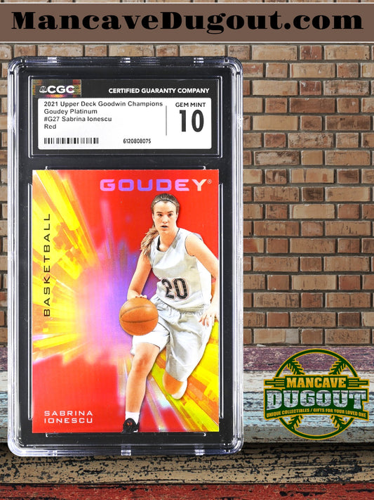 Sabrina Ionescu — 2021 Upper Deck Goodwin Champions - Goudey Platinum Red #G27 - CGC 10 Gem Mint