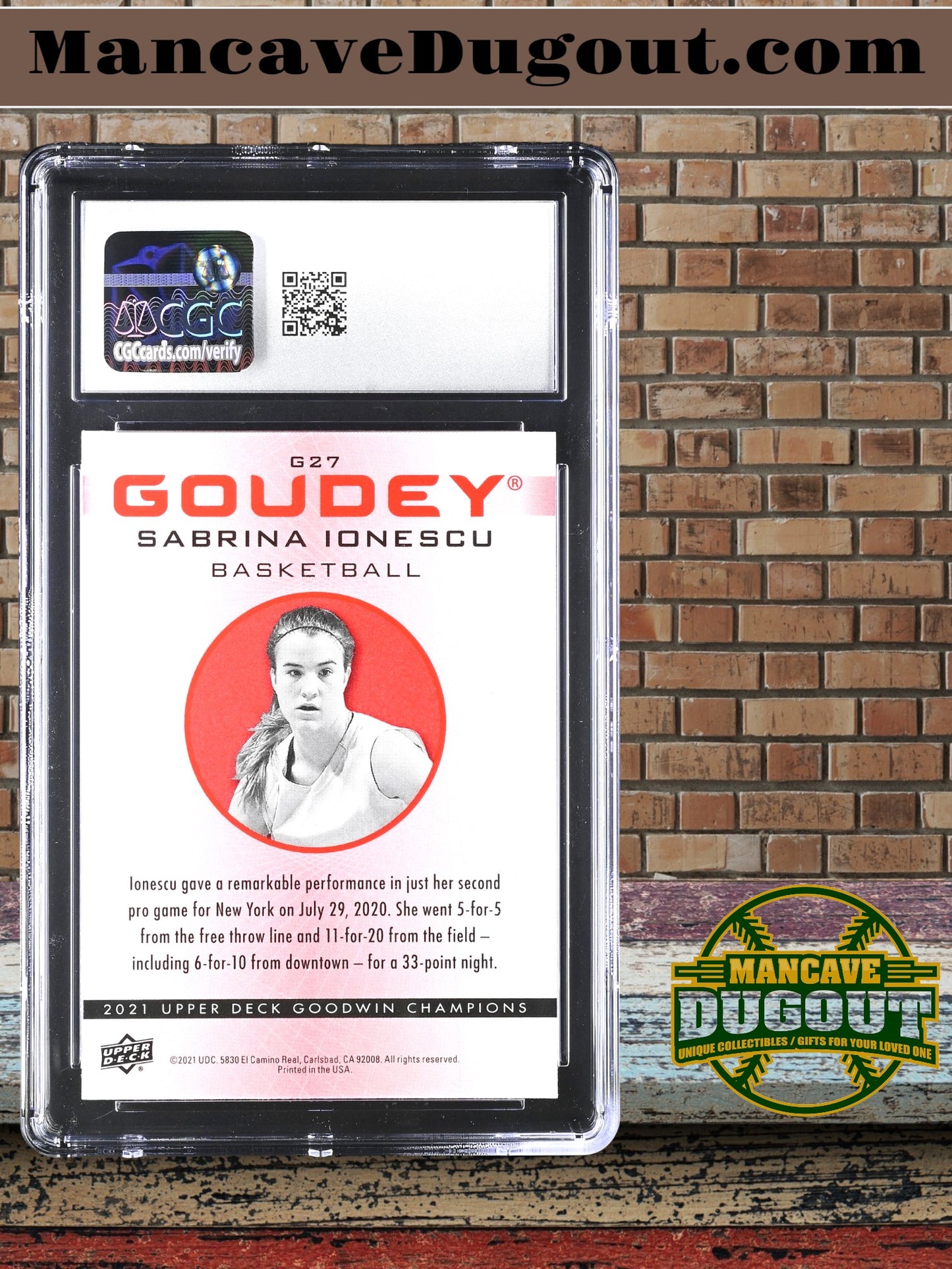 Sabrina Ionescu — 2021 Upper Deck Goodwin Champions - Goudey Platinum Red #G27 - CGC 10 Gem Mint