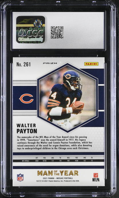 Walter Payton — 2021 Panini Mosaic - Reactive Blue Parallel #261 - CGC 10 Gem Mint