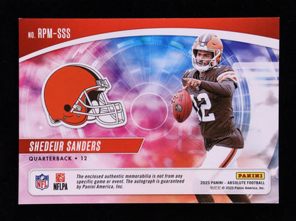 Shedeur Sanders – 2025 Panini Absolute - Rookie Premiere Materials Auto Spectrum #2 - Serial Numbered 94/99 • RC