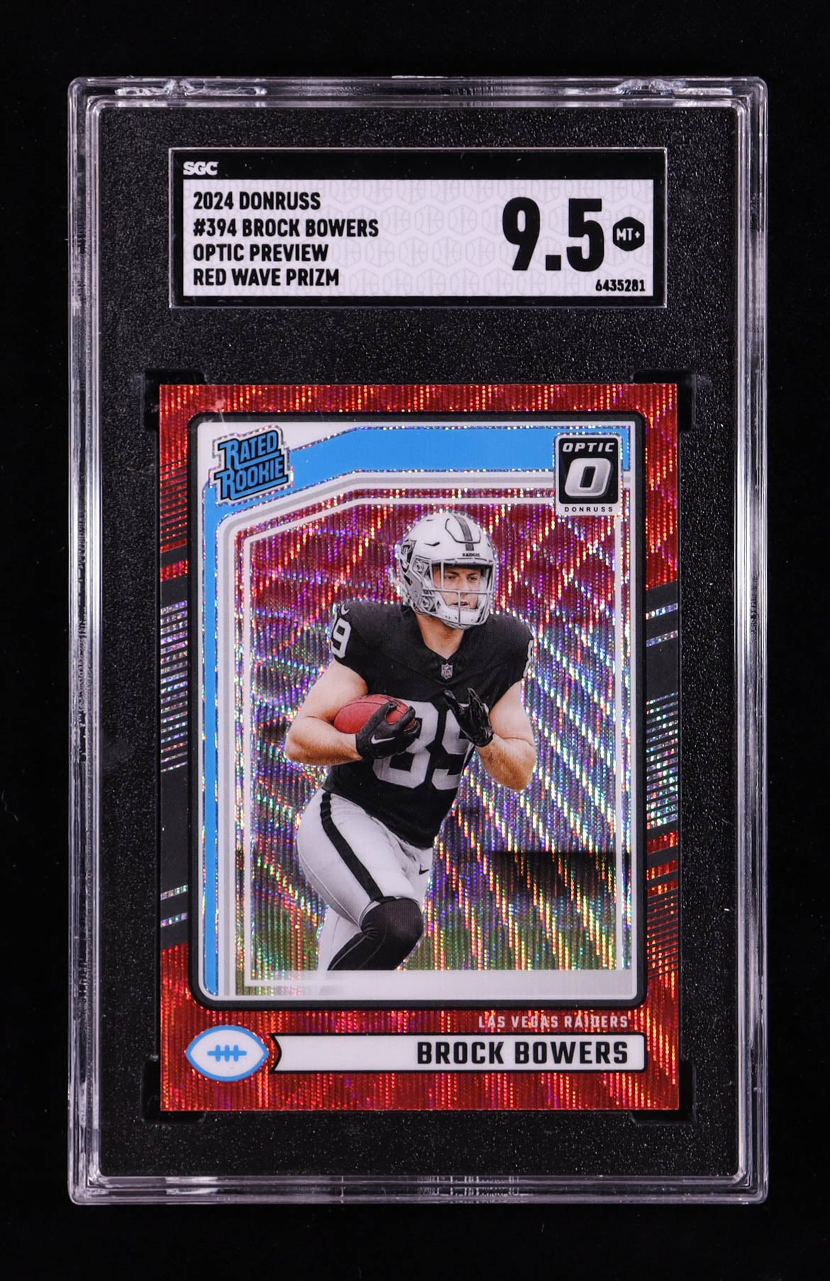 Brock Bowers – 2024 Donruss Optic - Rated Rookies Preview – Red Wave #394 (RC) - SGC 9.5 Gem Mint