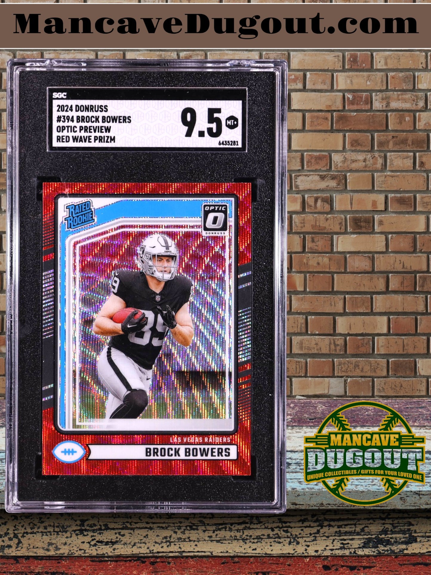 Brock Bowers – 2024 Donruss Optic - Rated Rookies Preview – Red Wave #394 (RC) - SGC 9.5 Gem Mint