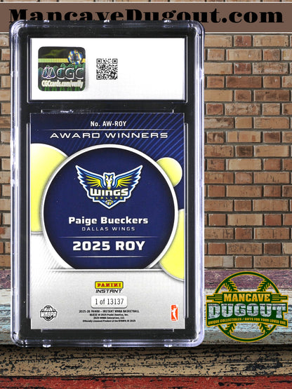 Paige Bueckers — 2025 26 Panini Instant WNBA - Award Winners — Rookie of the Year (ROY) #AW ROY RC - CGC 10 — Gem Mint