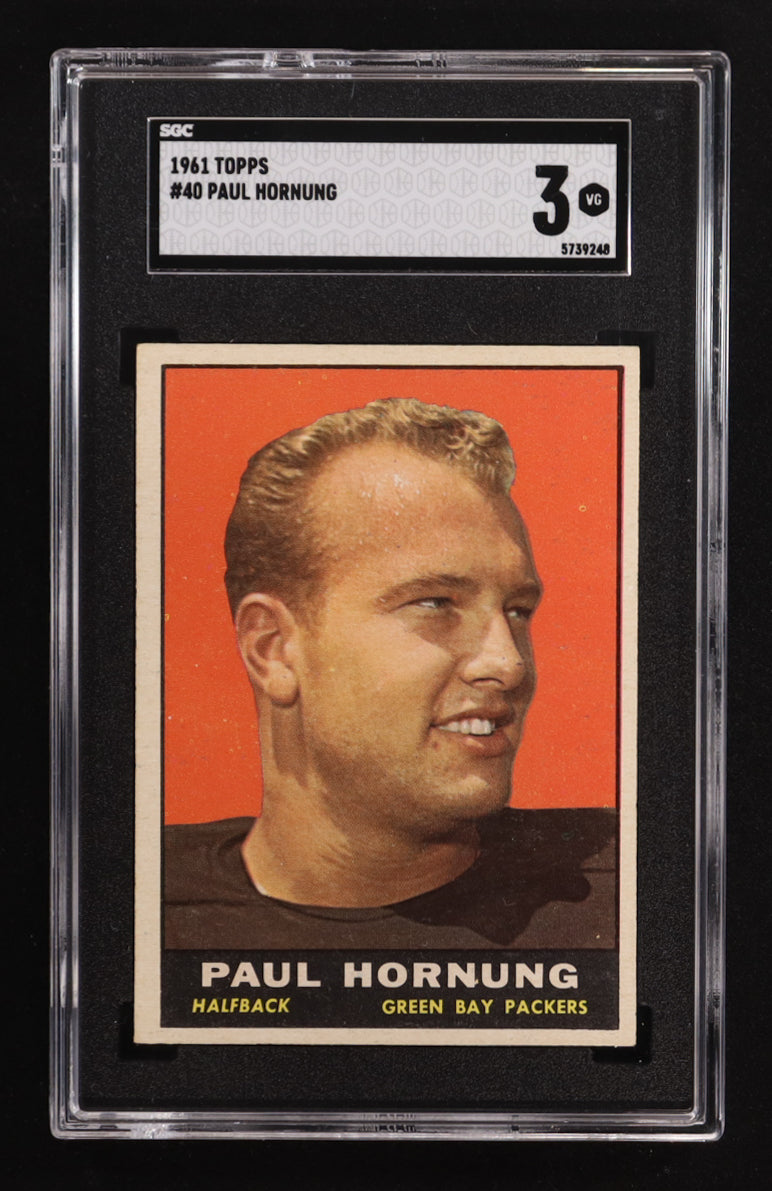 Paul Hornung – 1961 Topps #40 - SGC 3 (VG) – Hall of Fame Legend