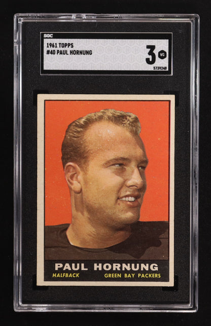 Paul Hornung – 1961 Topps #40 - SGC 3 (VG) – Hall of Fame Legend