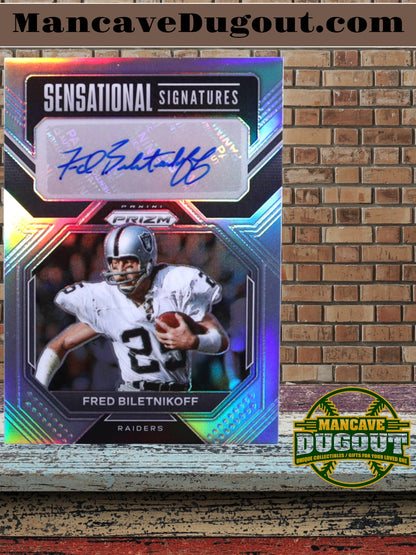 Fred Biletnikoff — 2022 Panini Prizm - Sensational Signatures #26 - Serial Numbered 86/99 - Autograph