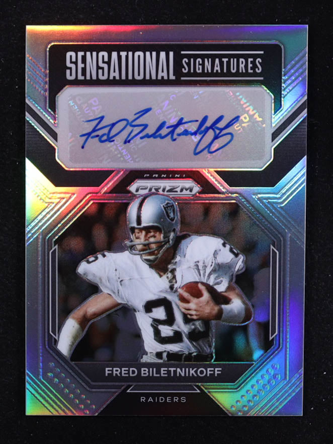 Fred Biletnikoff — 2022 Panini Prizm - Sensational Signatures #26 - Serial Numbered 86/99 - Autograph