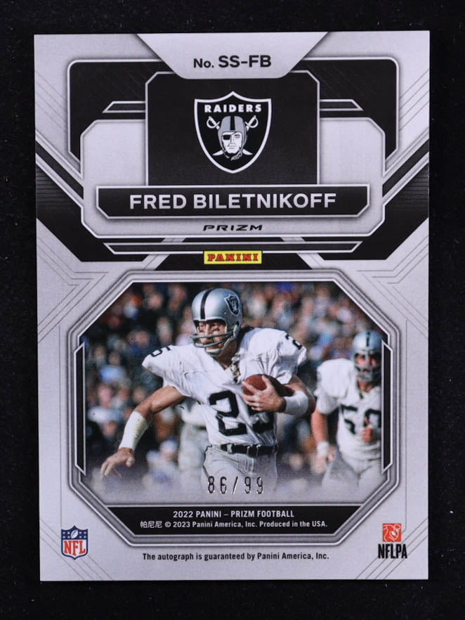 Fred Biletnikoff — 2022 Panini Prizm - Sensational Signatures #26 - Serial Numbered 86/99 - Autograph
