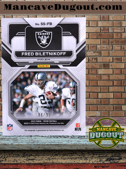 Fred Biletnikoff — 2022 Panini Prizm - Sensational Signatures #26 - Serial Numbered 86/99 - Autograph