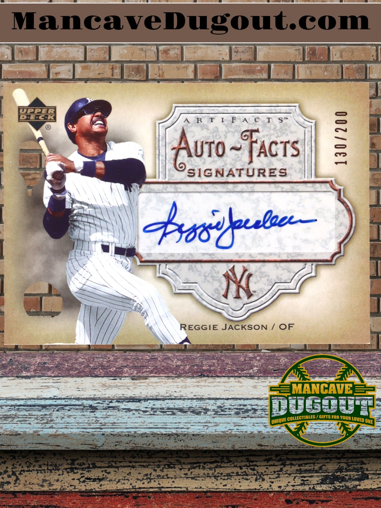 Reggie Jackson — 2006 Upper Deck Artifacts - Auto Facts Signatures #RJ - Serial Numbered 130/200 - On Card Autograph