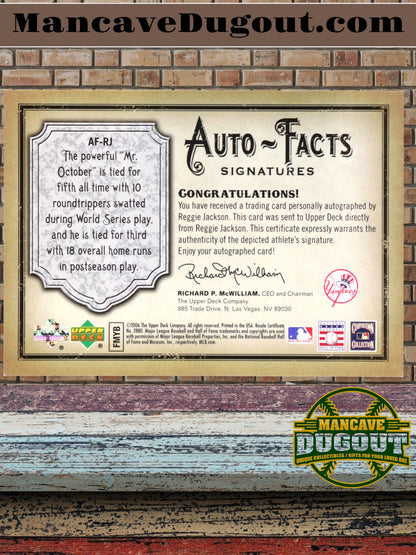 Reggie Jackson — 2006 Upper Deck Artifacts - Auto Facts Signatures #RJ - Serial Numbered 130/200 - On Card Autograph