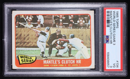 1965 Topps — Mickey Mantle #134 - World Series Game 3 - PSA 3 (Good)